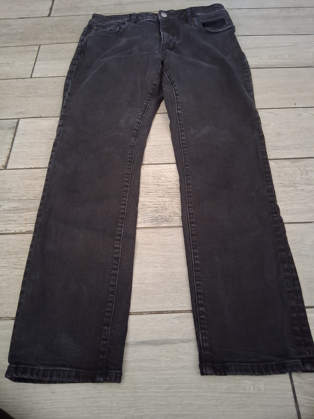Warp + Weft Men's Washed Black Straight Jeans